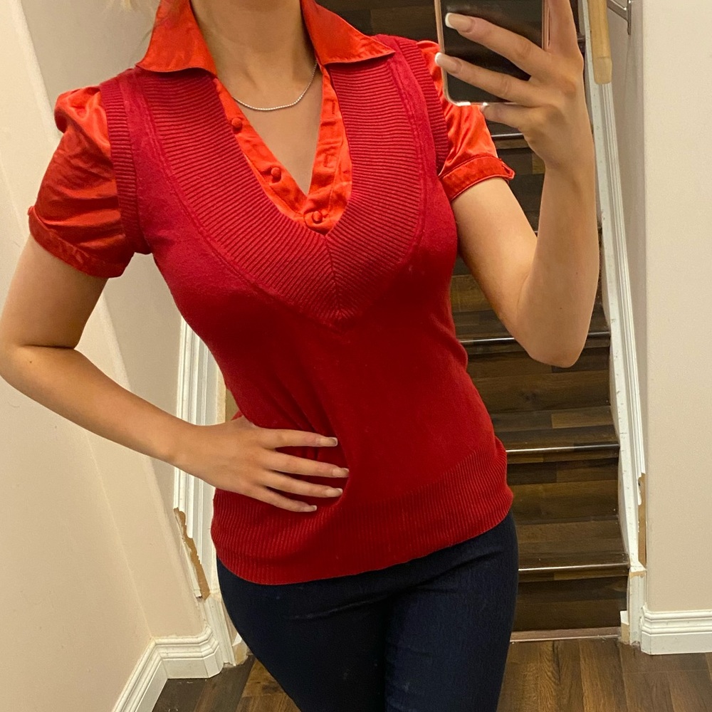 Red Layered Blouse